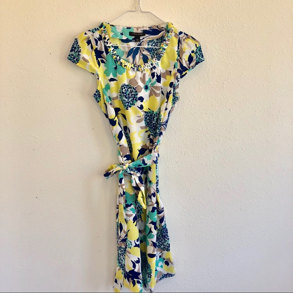 Banana Republic Floral Tie Waist Dress